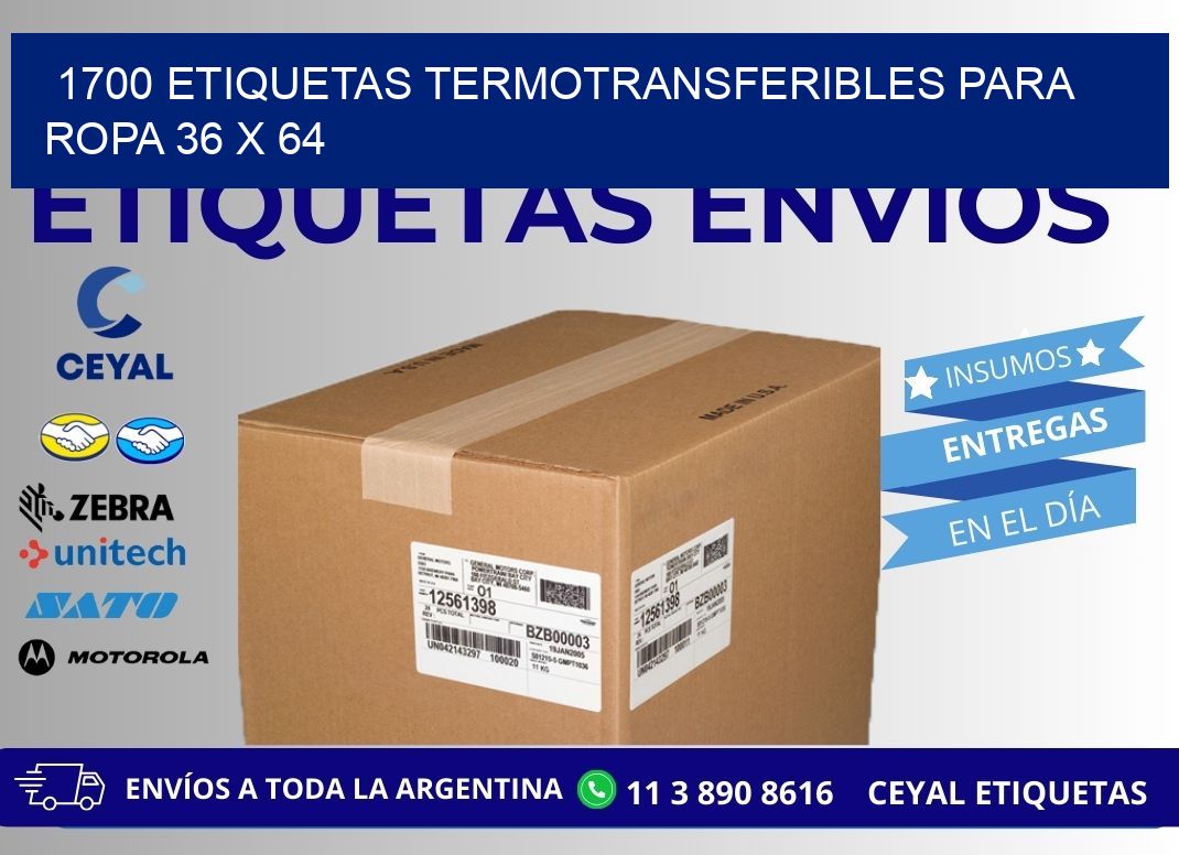 1700 ETIQUETAS TERMOTRANSFERIBLES PARA ROPA 36 x 64