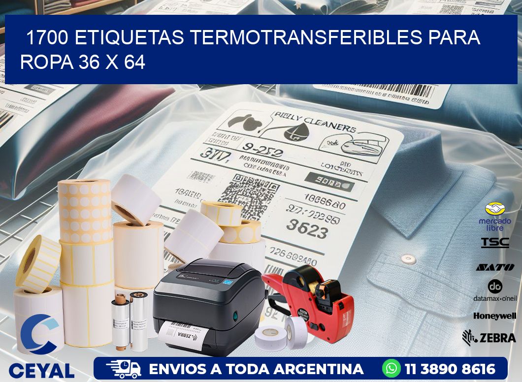 1700 ETIQUETAS TERMOTRANSFERIBLES PARA ROPA 36 x 64