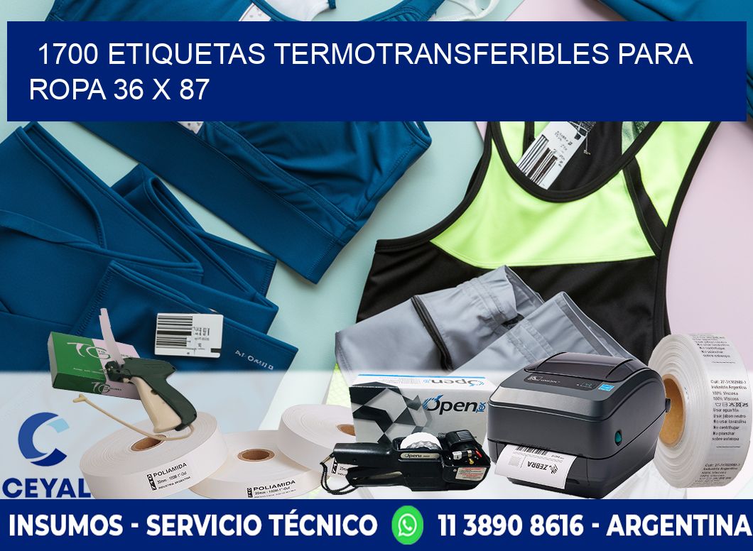 1700 ETIQUETAS TERMOTRANSFERIBLES PARA ROPA 36 x 87