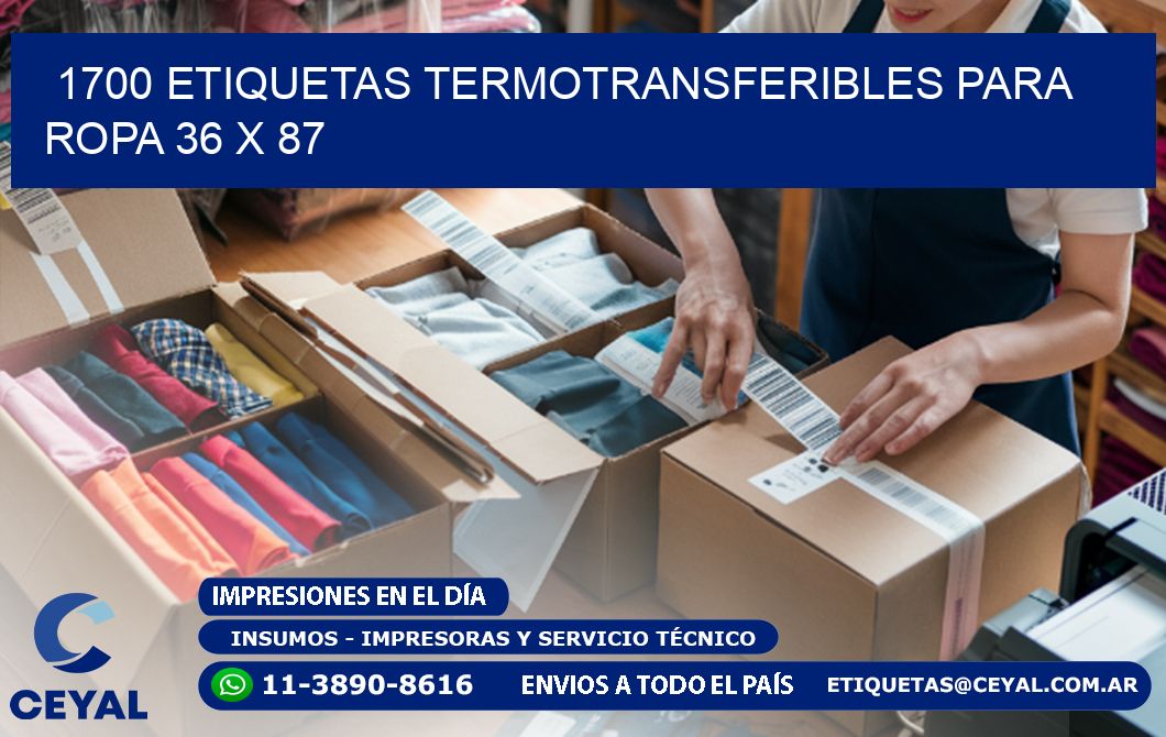1700 ETIQUETAS TERMOTRANSFERIBLES PARA ROPA 36 x 87