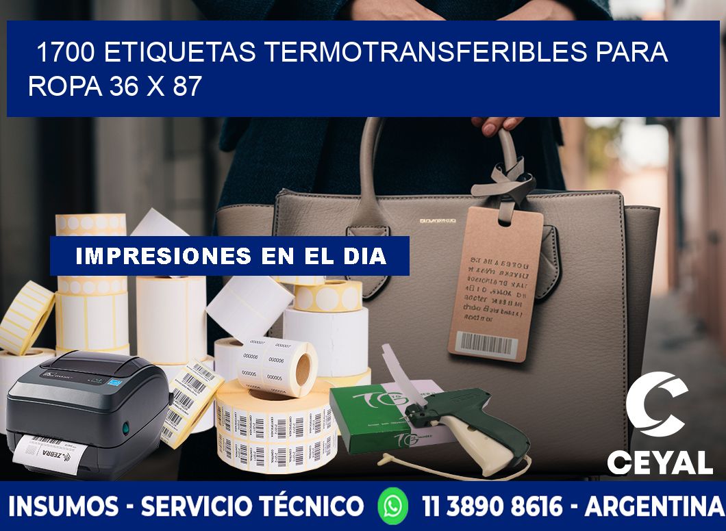 1700 ETIQUETAS TERMOTRANSFERIBLES PARA ROPA 36 x 87