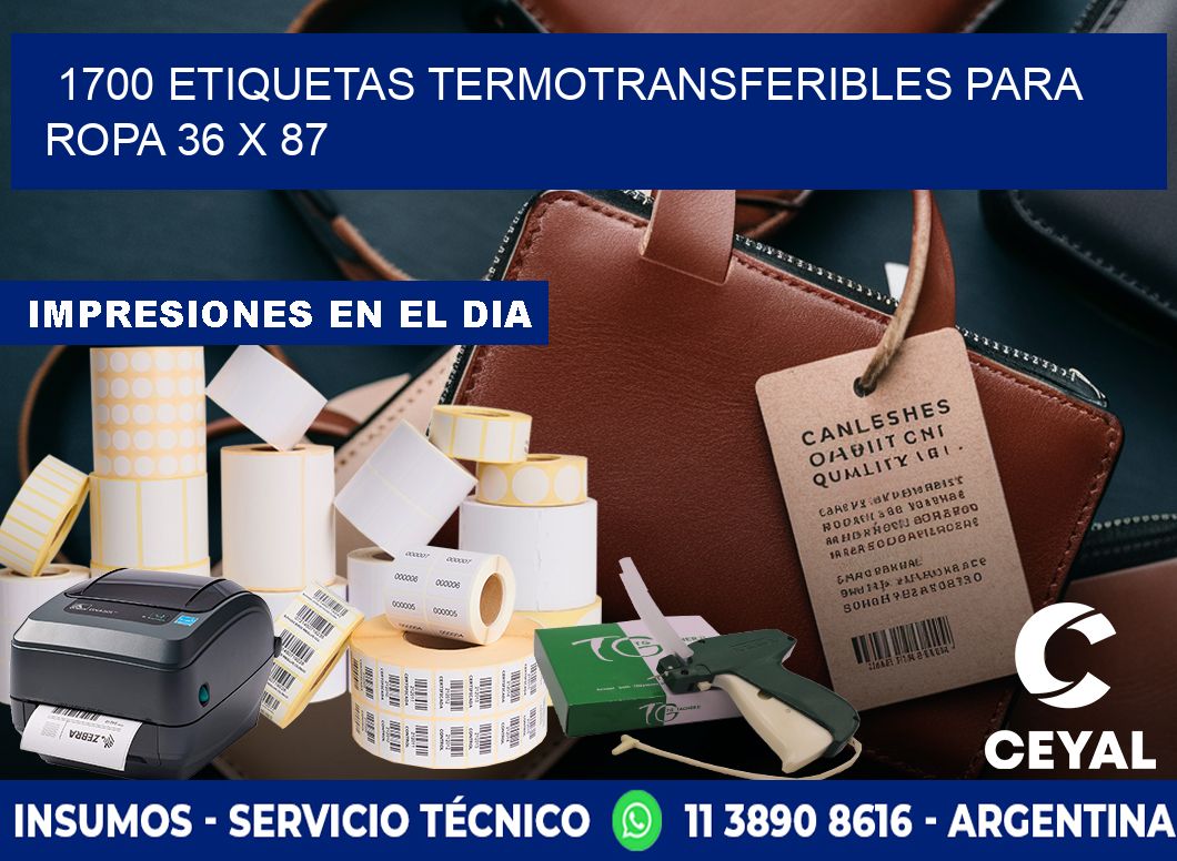 1700 ETIQUETAS TERMOTRANSFERIBLES PARA ROPA 36 x 87