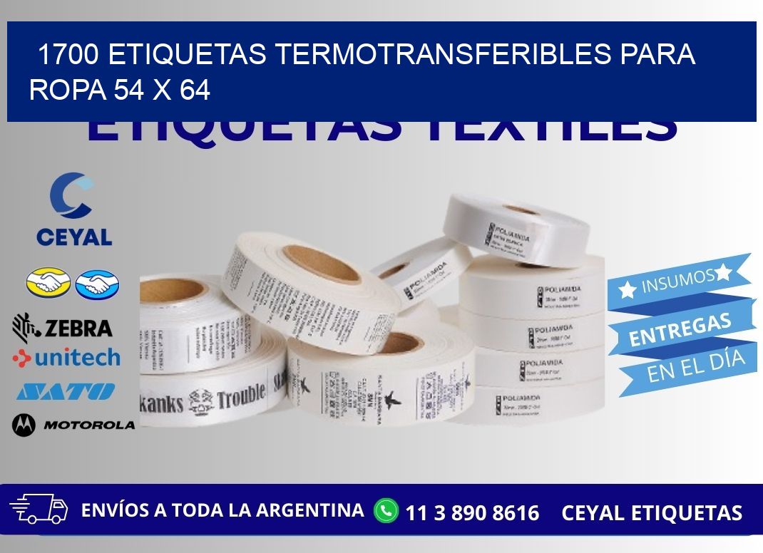 1700 ETIQUETAS TERMOTRANSFERIBLES PARA ROPA 54 x 64