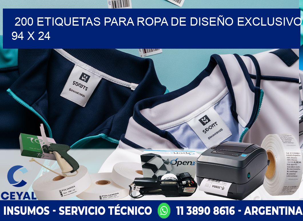 200 ETIQUETAS PARA ROPA DE DISEÑO EXCLUSIVO 94 x 24
