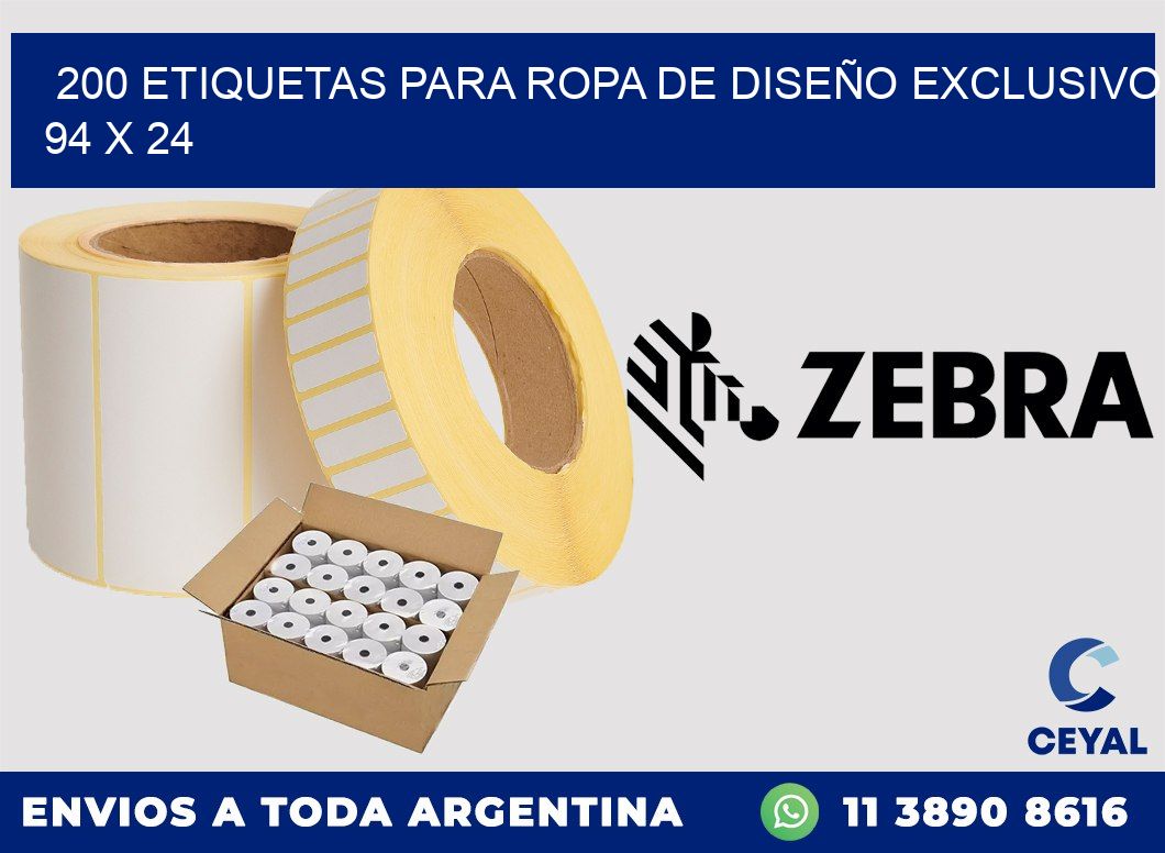 200 ETIQUETAS PARA ROPA DE DISEÑO EXCLUSIVO 94 x 24