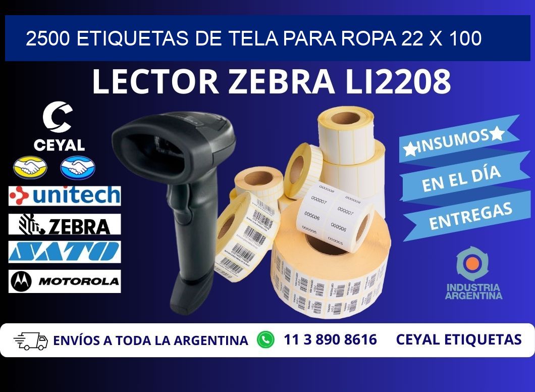 2500 ETIQUETAS DE TELA PARA ROPA 22 x 100