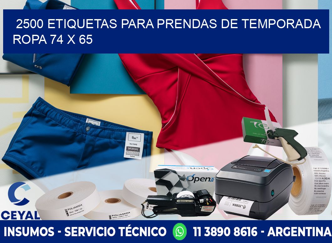 2500 ETIQUETAS PARA PRENDAS DE TEMPORADA ROPA 74 x 65