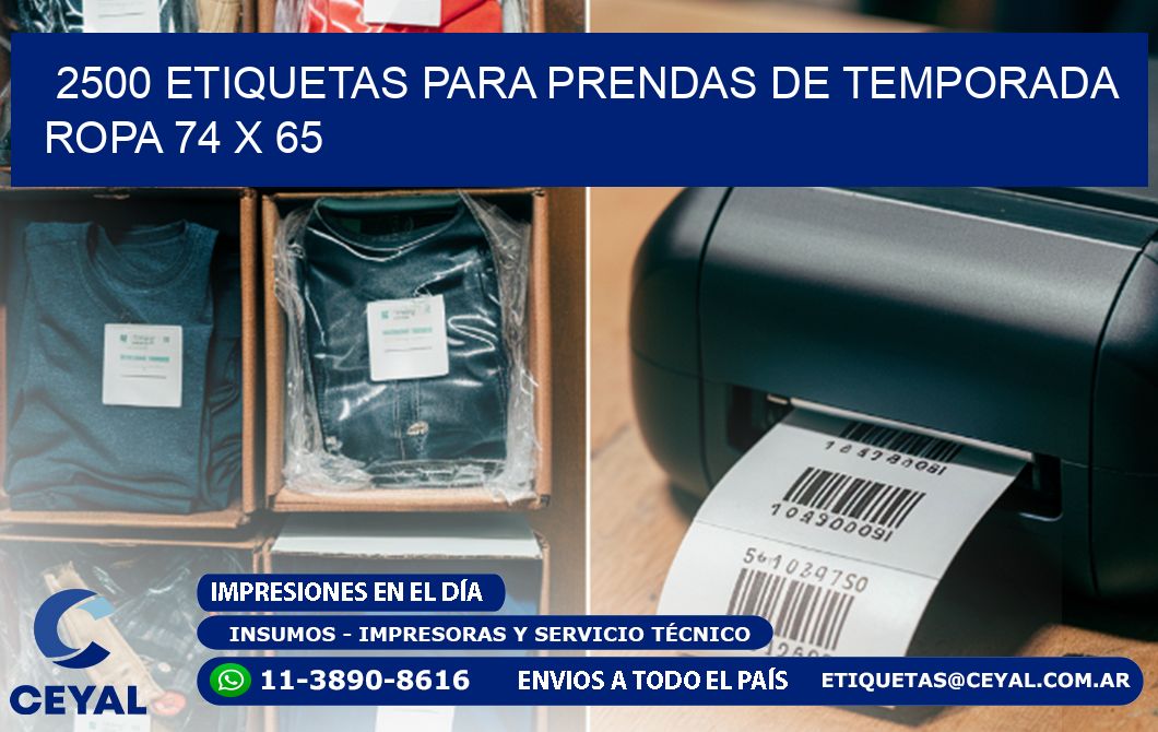 2500 ETIQUETAS PARA PRENDAS DE TEMPORADA ROPA 74 x 65