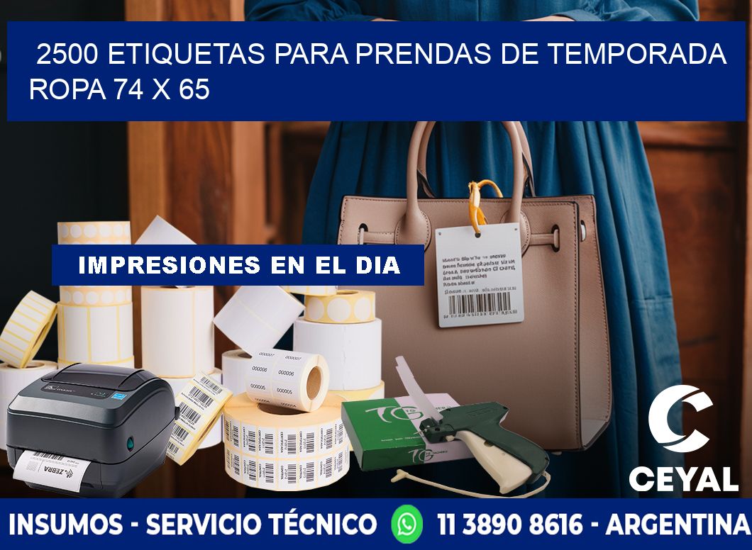 2500 ETIQUETAS PARA PRENDAS DE TEMPORADA ROPA 74 x 65