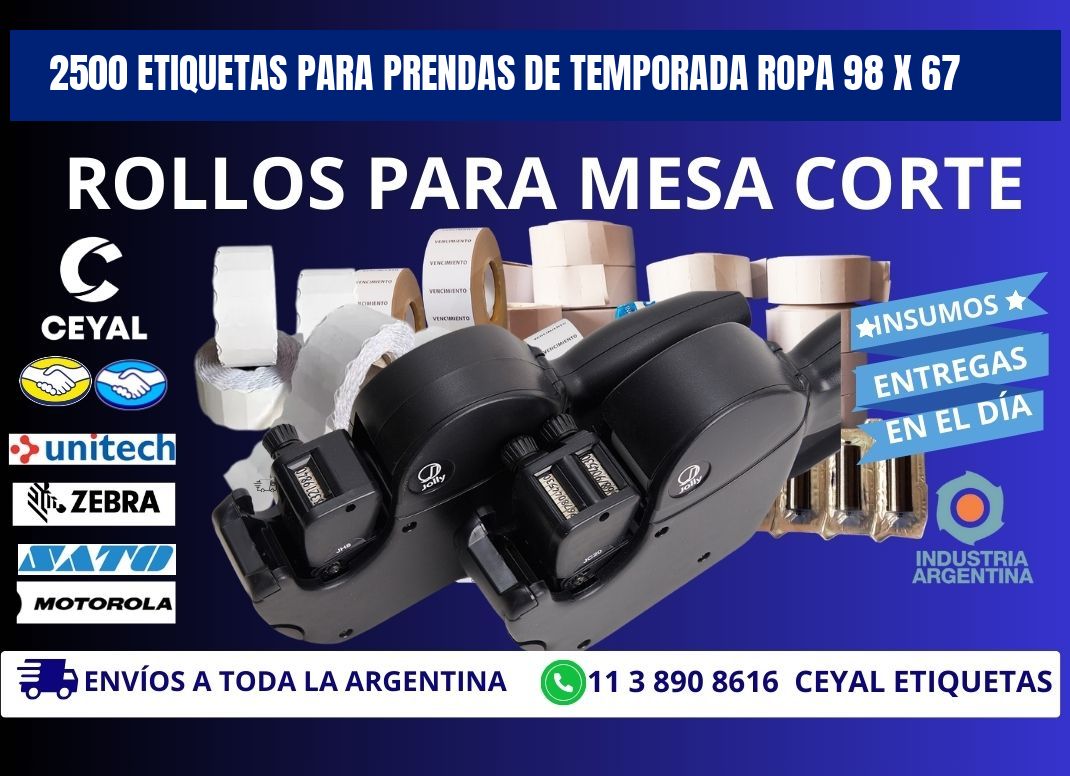 2500 ETIQUETAS PARA PRENDAS DE TEMPORADA ROPA 98 x 67