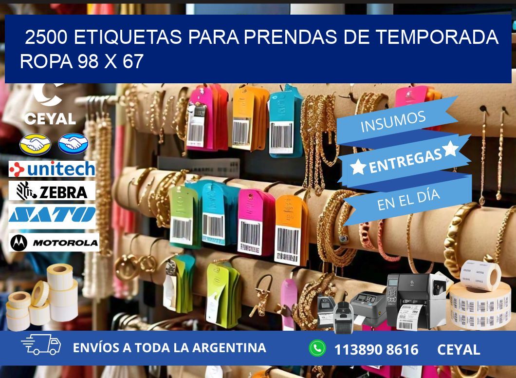 2500 ETIQUETAS PARA PRENDAS DE TEMPORADA ROPA 98 x 67