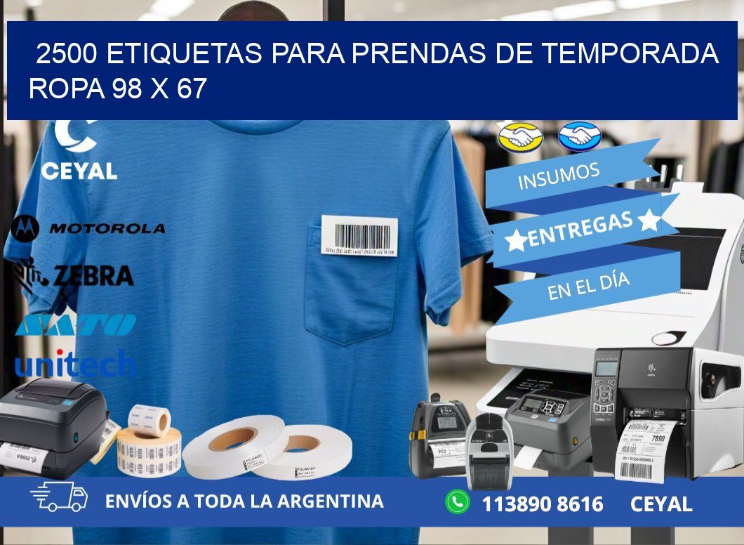 2500 ETIQUETAS PARA PRENDAS DE TEMPORADA ROPA 98 x 67