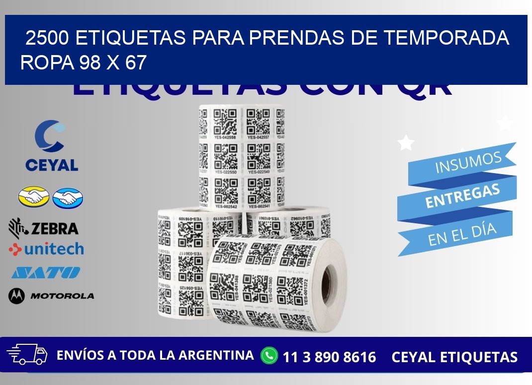 2500 ETIQUETAS PARA PRENDAS DE TEMPORADA ROPA 98 x 67