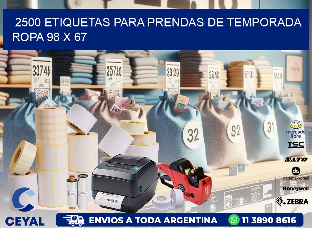 2500 ETIQUETAS PARA PRENDAS DE TEMPORADA ROPA 98 x 67