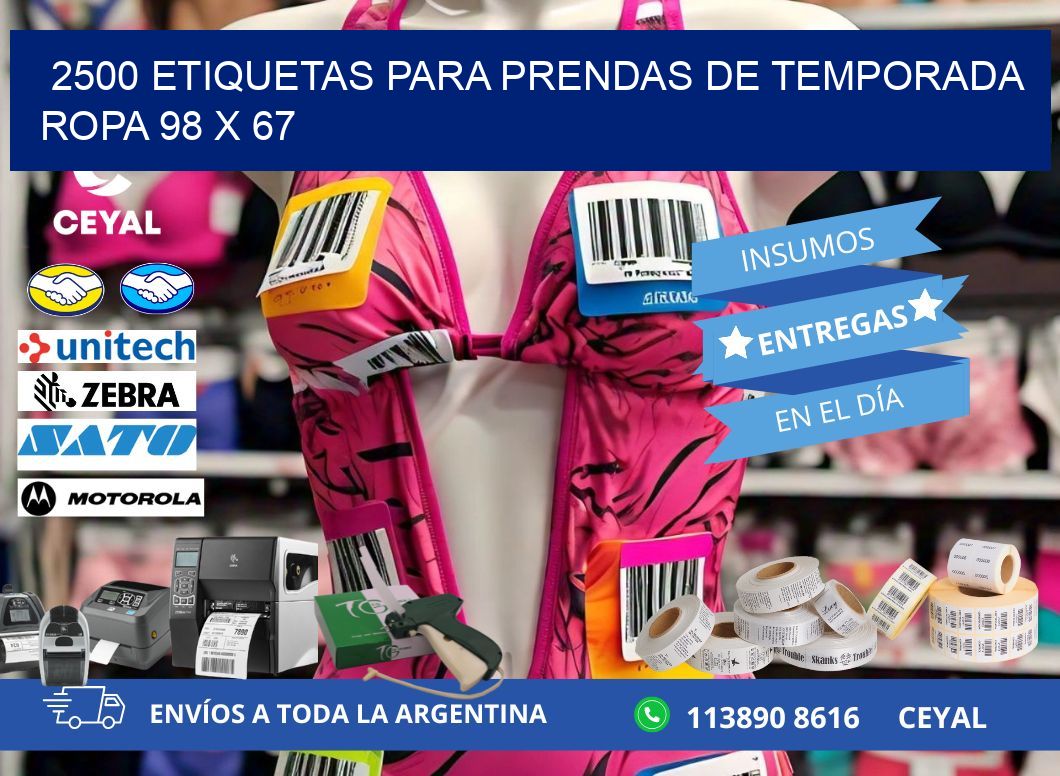 2500 ETIQUETAS PARA PRENDAS DE TEMPORADA ROPA 98 x 67