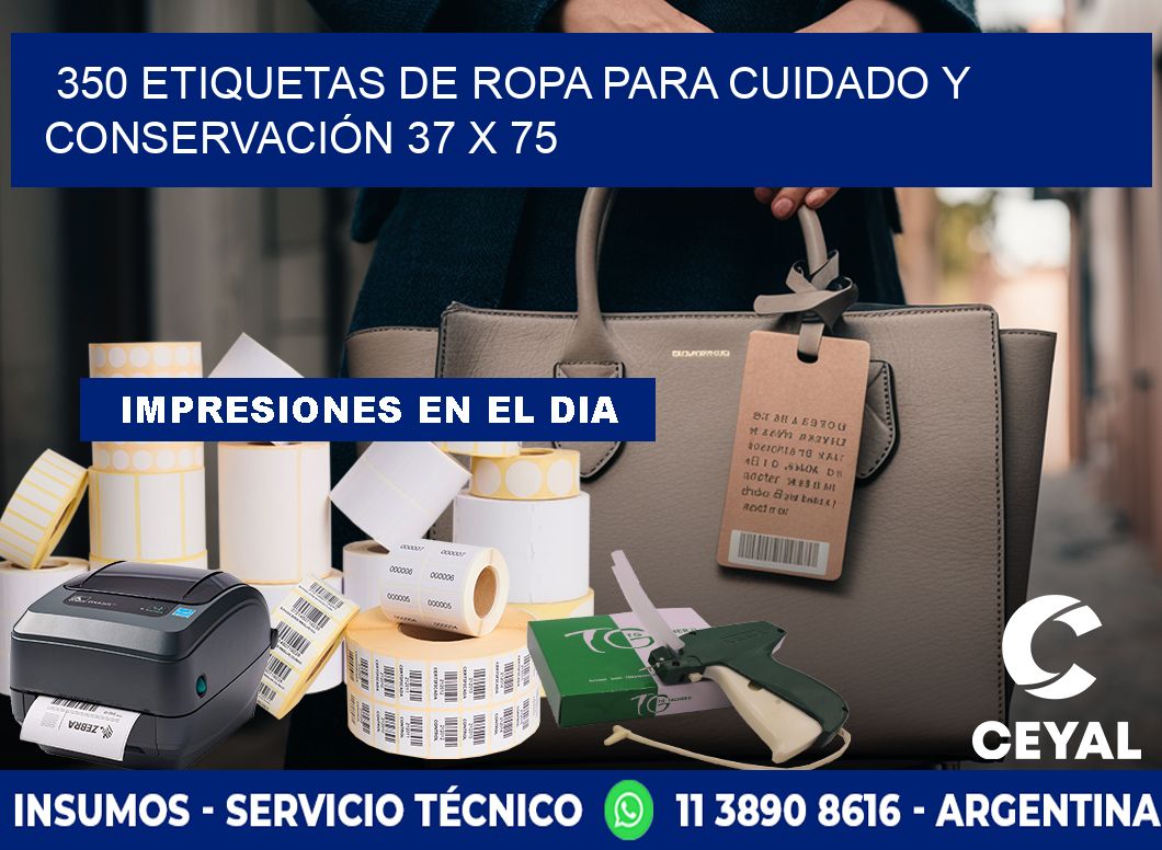350 ETIQUETAS DE ROPA PARA CUIDADO Y CONSERVACIÓN 37 x 75