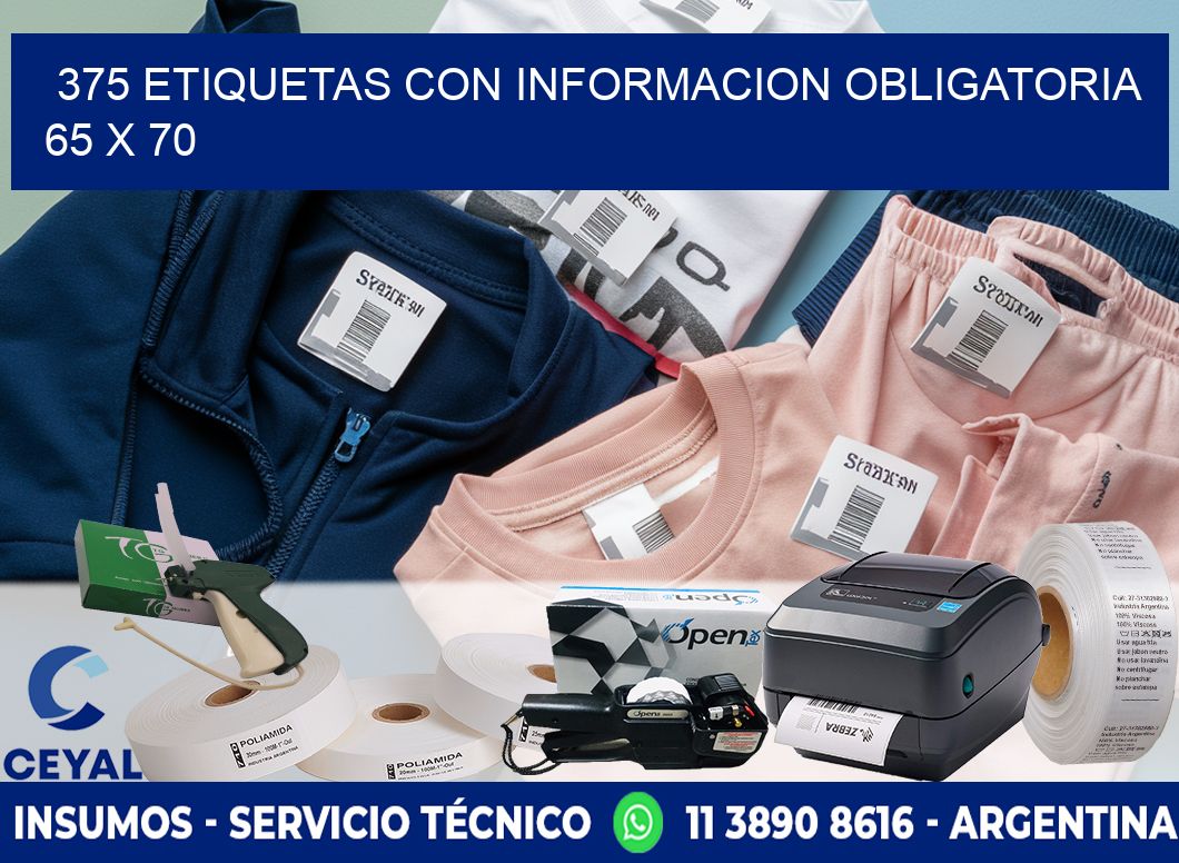 375 ETIQUETAS CON INFORMACION OBLIGATORIA 65 x 70