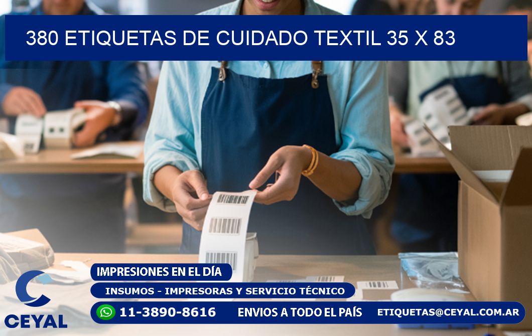 380 ETIQUETAS DE CUIDADO TEXTIL 35 x 83