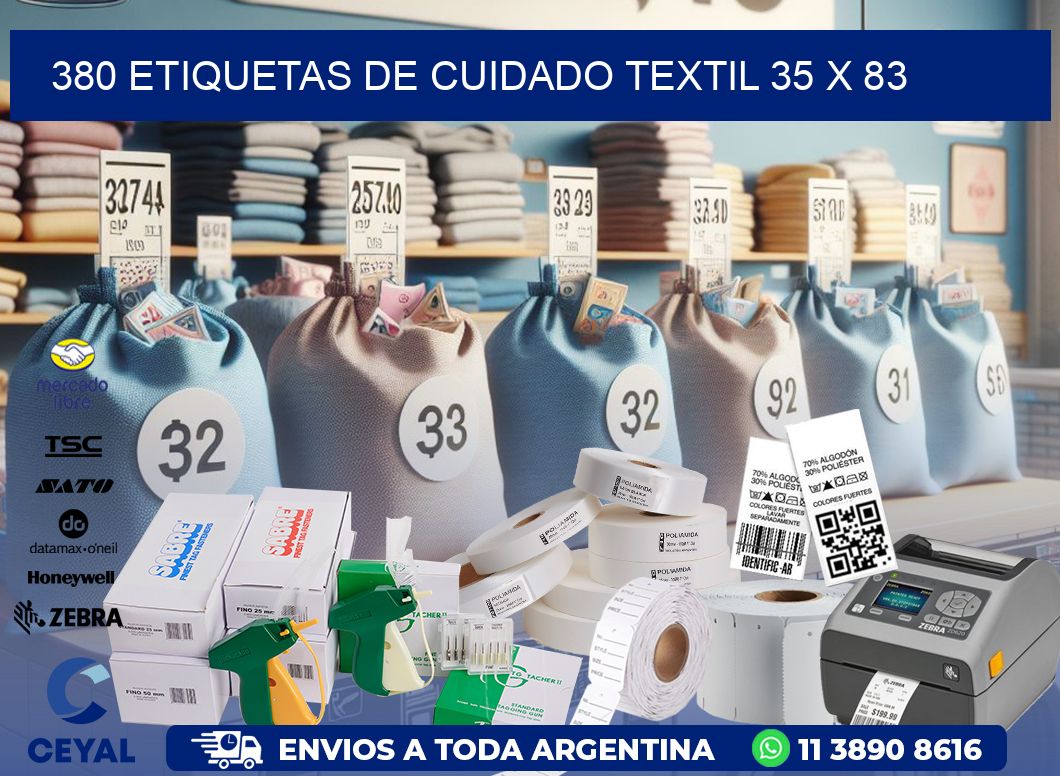 380 ETIQUETAS DE CUIDADO TEXTIL 35 x 83