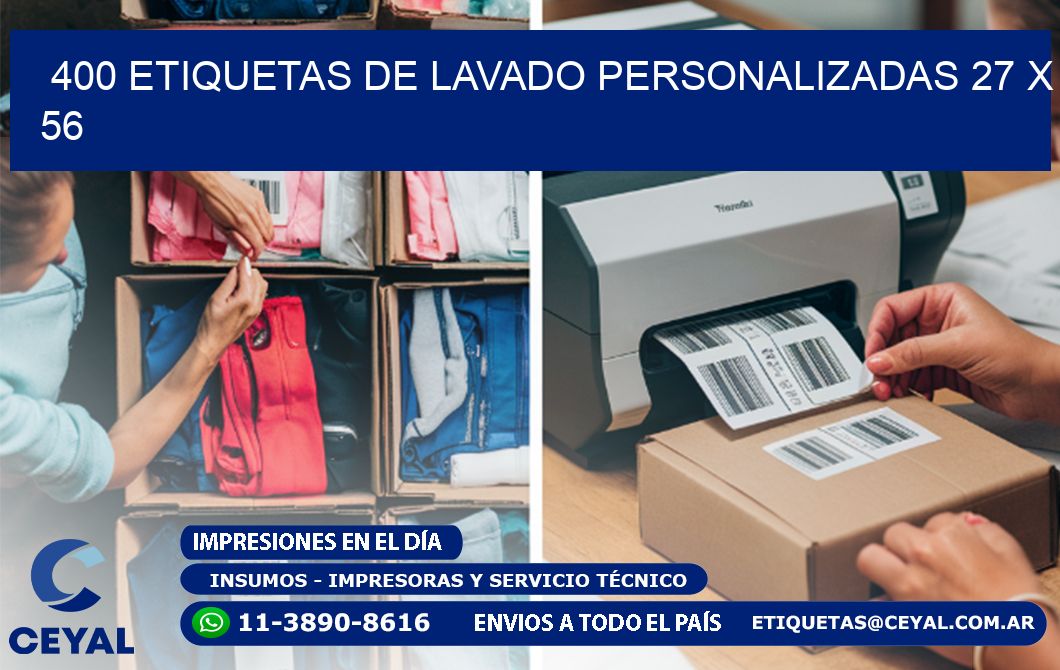 400 ETIQUETAS DE LAVADO PERSONALIZADAS 27 x 56