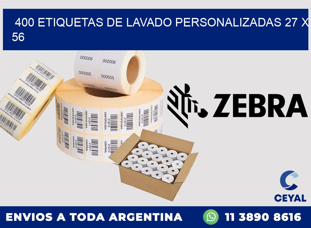 400 ETIQUETAS DE LAVADO PERSONALIZADAS 27 x 56