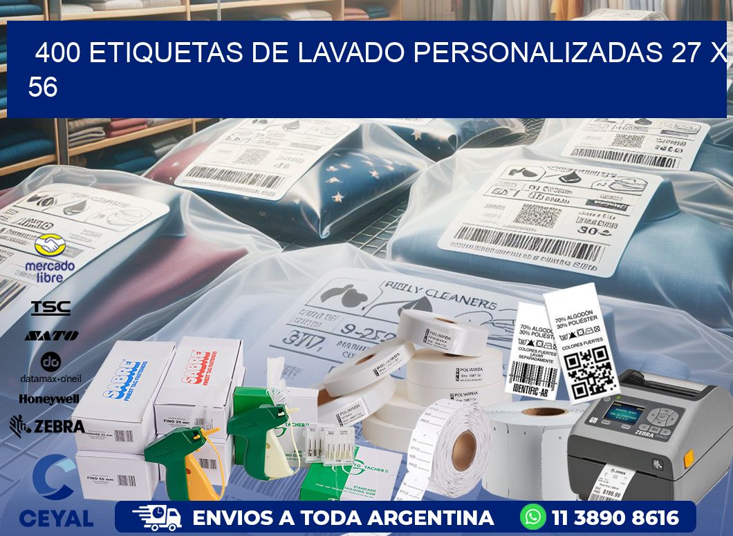 400 ETIQUETAS DE LAVADO PERSONALIZADAS 27 x 56