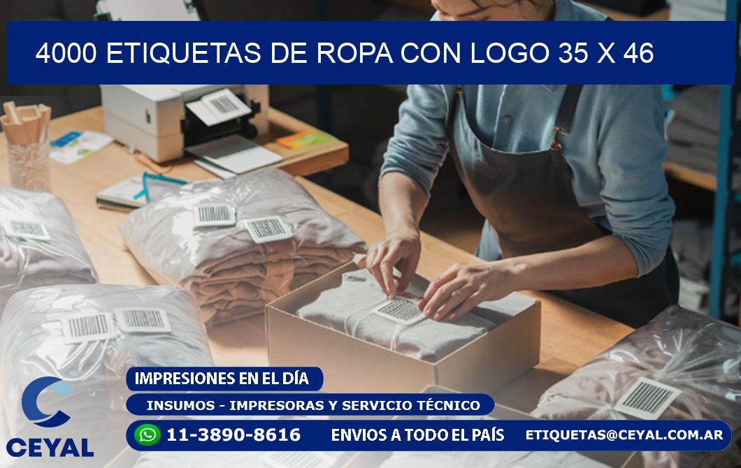 4000 ETIQUETAS DE ROPA CON LOGO 35 x 46