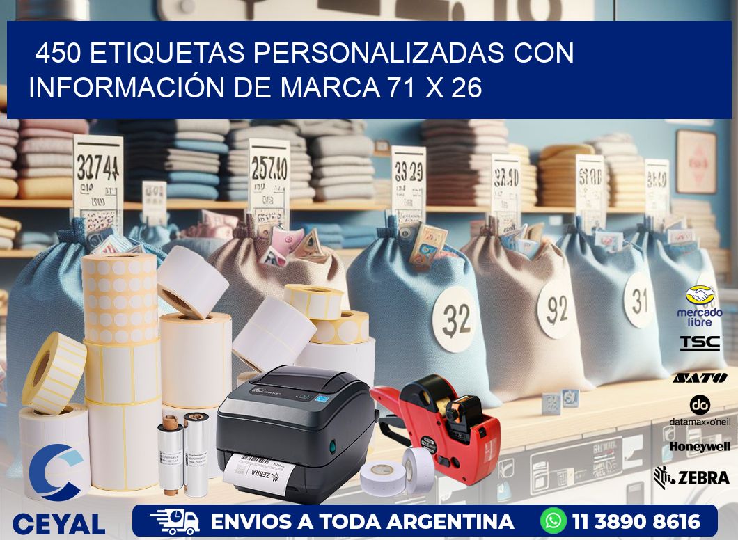450 ETIQUETAS PERSONALIZADAS CON INFORMACIÓN DE MARCA 71 x 26