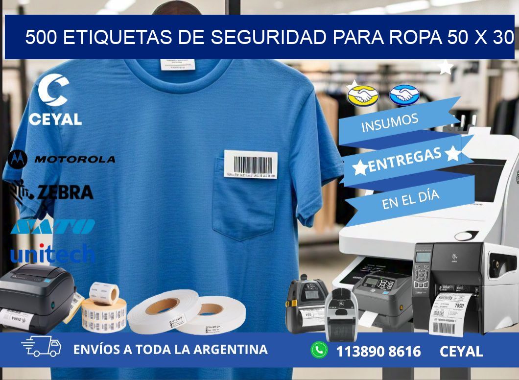 500 ETIQUETAS DE SEGURIDAD PARA ROPA 50 x 30