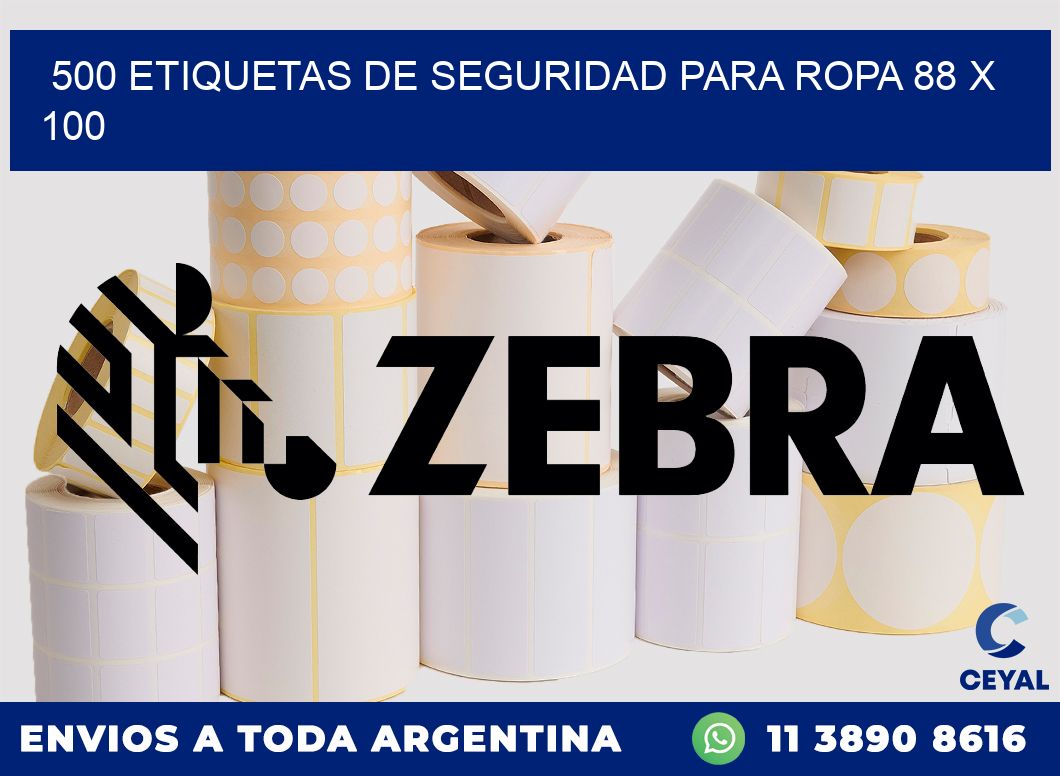 500 ETIQUETAS DE SEGURIDAD PARA ROPA 88 x 100