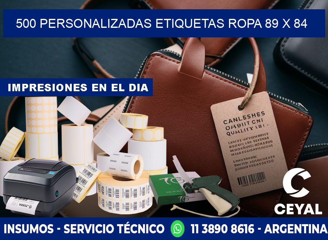 500 PERSONALIZADAS ETIQUETAS ROPA 89 x 84