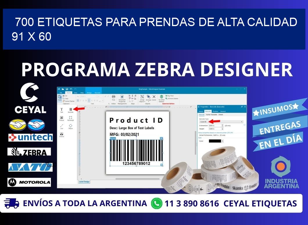 700 ETIQUETAS PARA PRENDAS DE ALTA CALIDAD 91 x 60