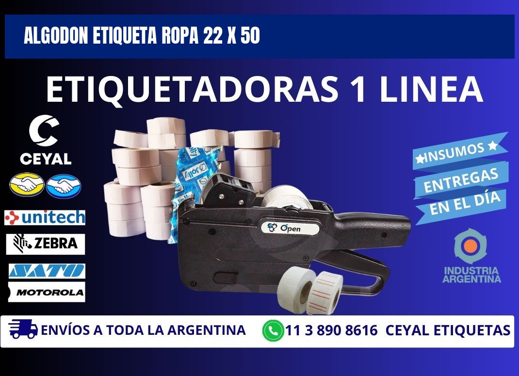 ALGODON ETIQUETA ROPA 22 x 50