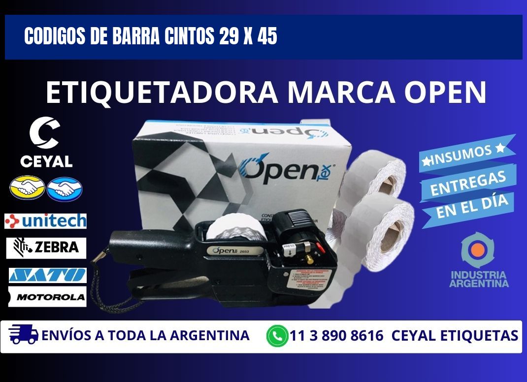 CODIGOS DE BARRA CINTOS 29 x 45
