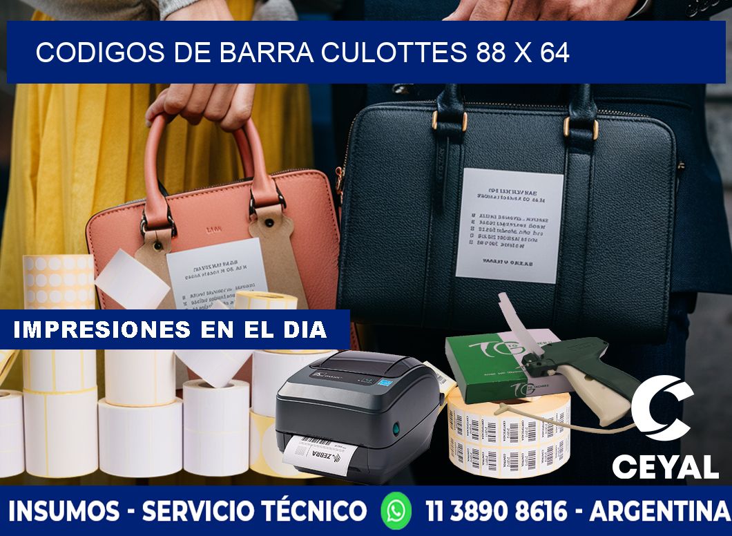 CODIGOS DE BARRA CULOTTES 88 x 64