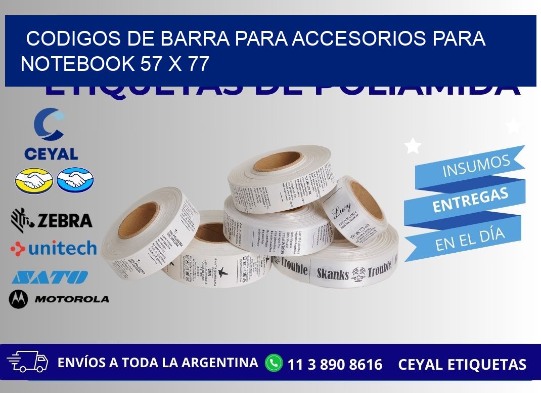 CODIGOS DE BARRA PARA ACCESORIOS PARA NOTEBOOK 57 x 77
