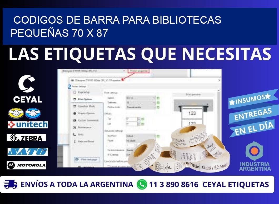 CODIGOS DE BARRA PARA BIBLIOTECAS PEQUEÑAS 70 x 87