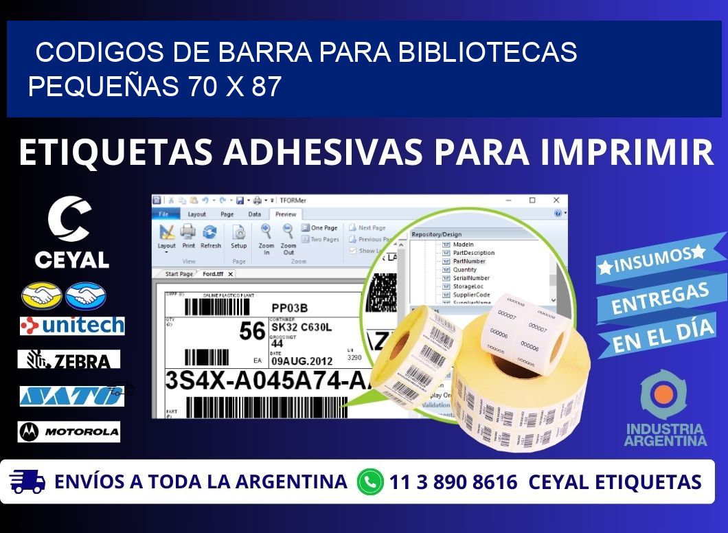 CODIGOS DE BARRA PARA BIBLIOTECAS PEQUEÑAS 70 x 87