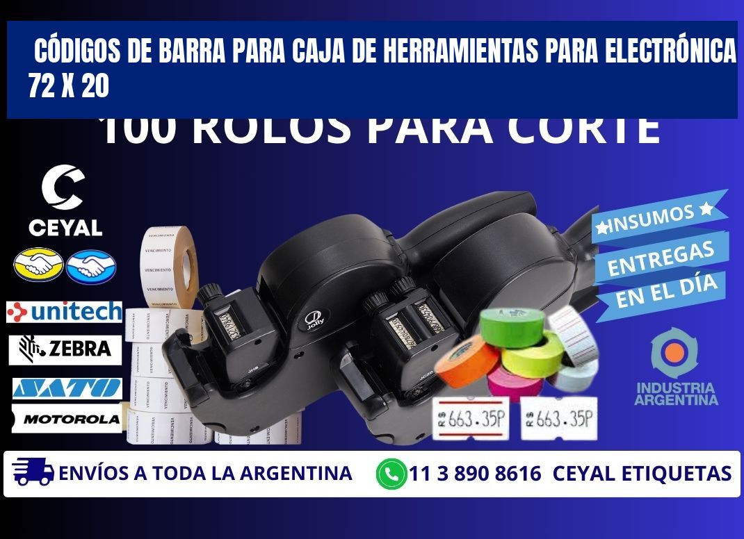 CÓDIGOS DE BARRA PARA CAJA DE HERRAMIENTAS PARA ELECTRÓNICA 72 x 20