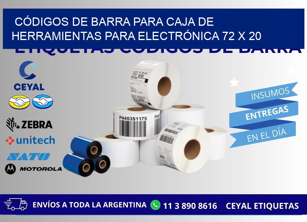 CÓDIGOS DE BARRA PARA CAJA DE HERRAMIENTAS PARA ELECTRÓNICA 72 x 20
