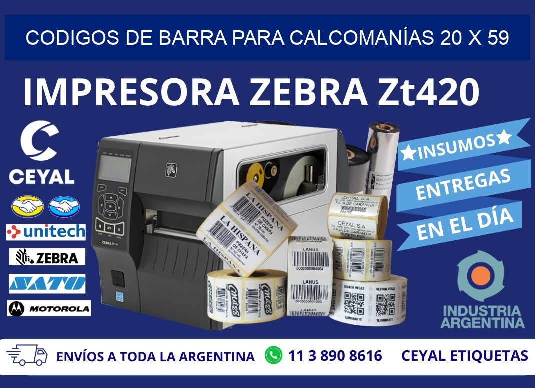 CODIGOS DE BARRA PARA CALCOMANÍAS 20 x 59