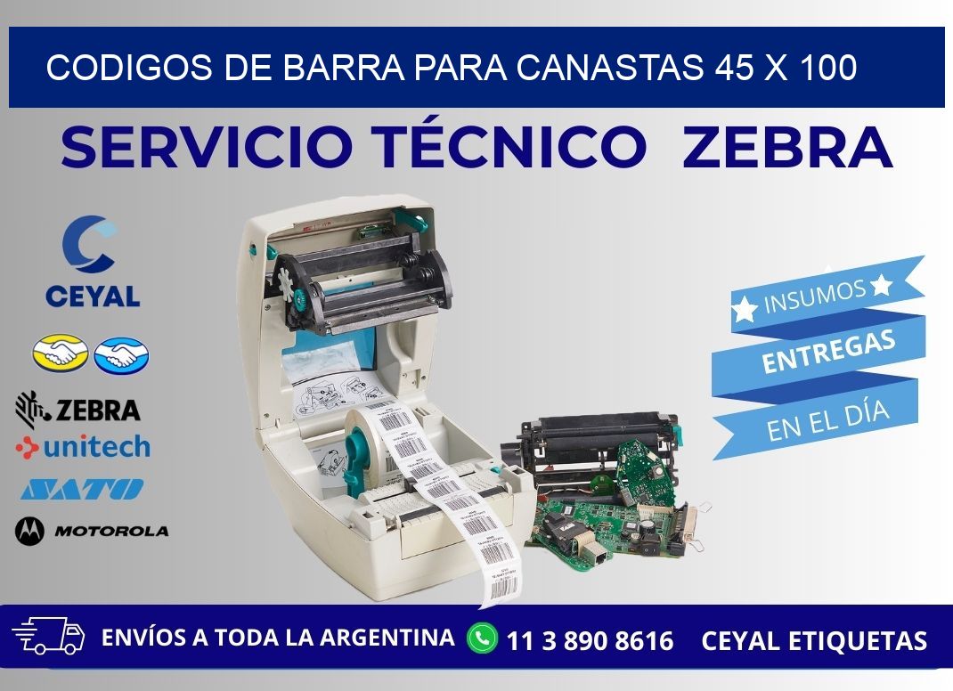 CODIGOS DE BARRA PARA CANASTAS 45 x 100