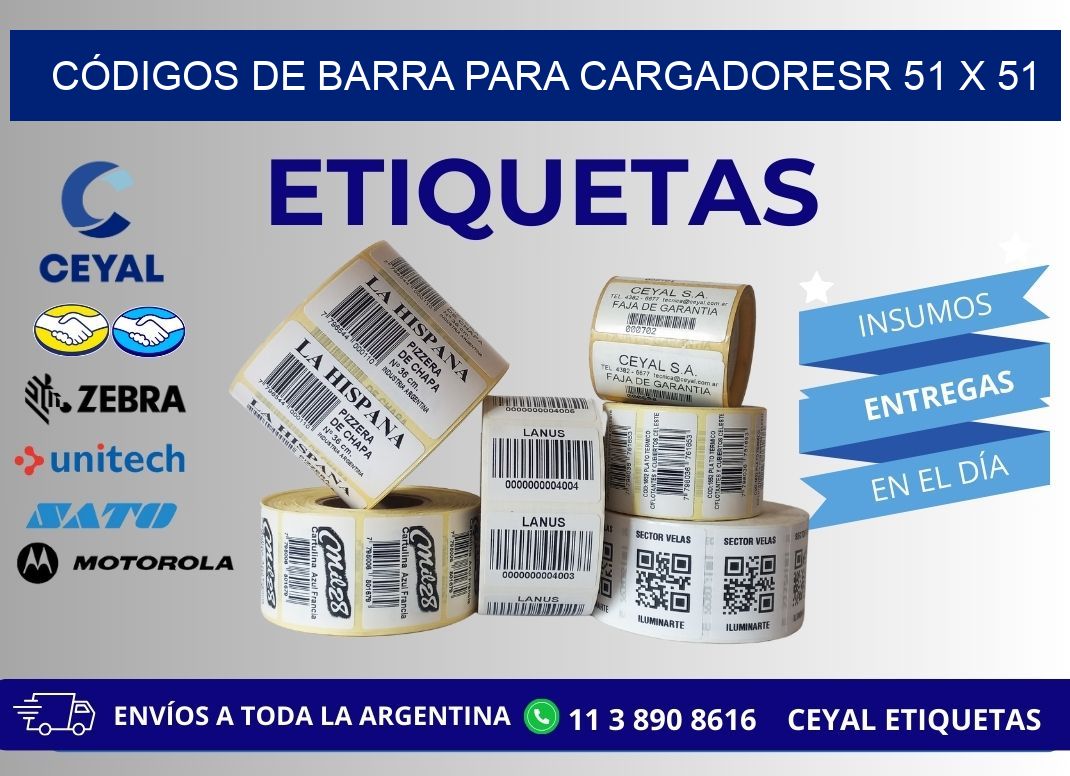 CÓDIGOS DE BARRA PARA CARGADORESR 51 x 51