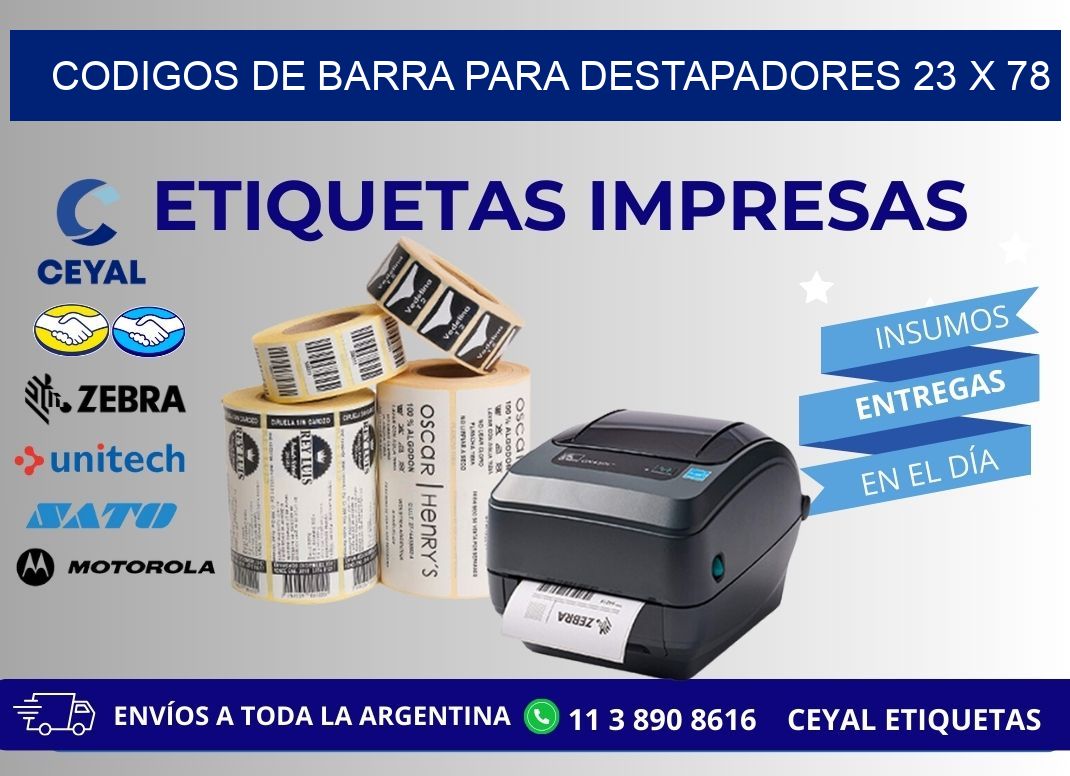CODIGOS DE BARRA PARA DESTAPADORES 23 x 78