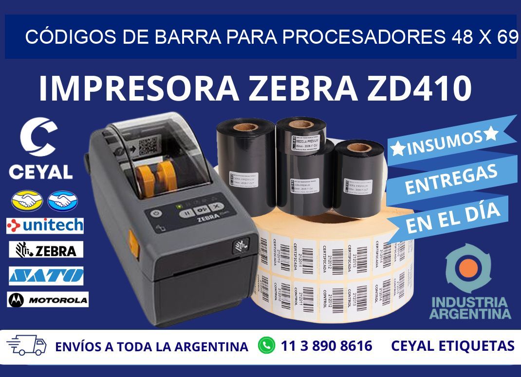 CÓDIGOS DE BARRA PARA PROCESADORES 48 x 69