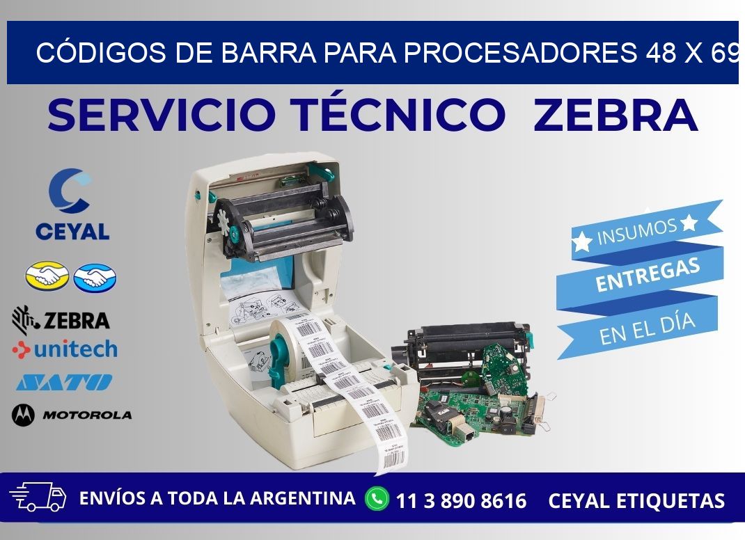 CÓDIGOS DE BARRA PARA PROCESADORES 48 x 69