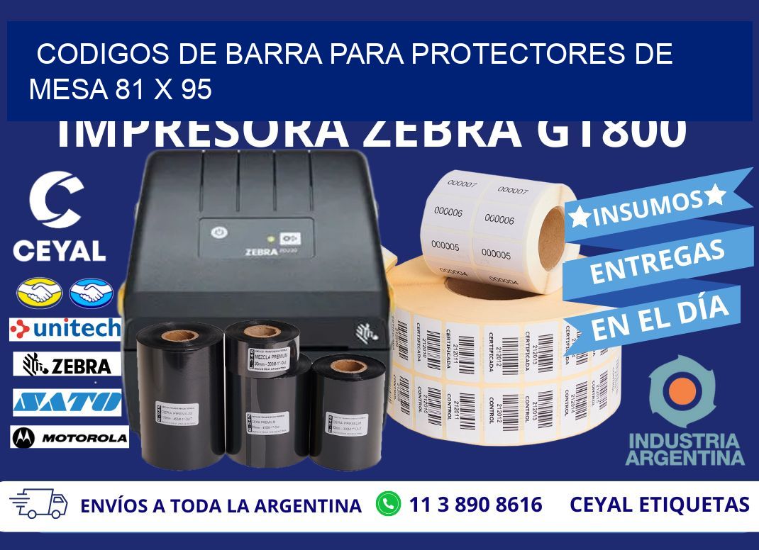 CODIGOS DE BARRA PARA PROTECTORES DE MESA 81 x 95
