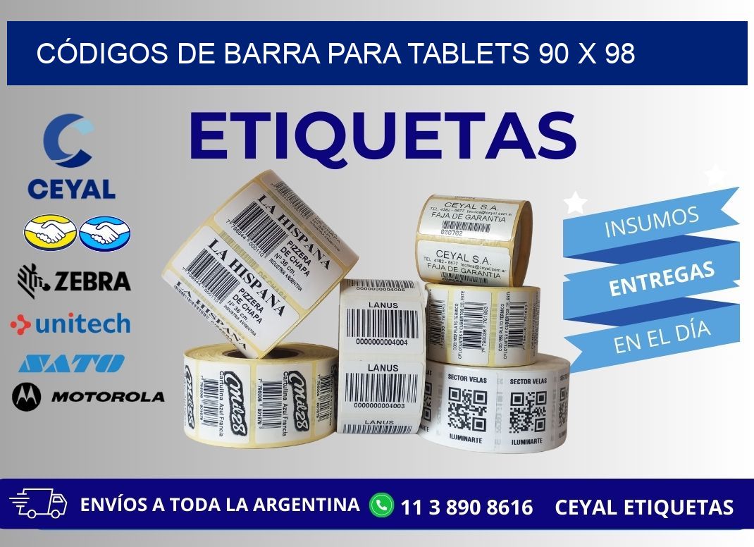 CÓDIGOS DE BARRA PARA TABLETS 90 x 98