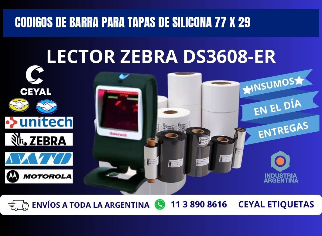 CODIGOS DE BARRA PARA TAPAS DE SILICONA 77 x 29