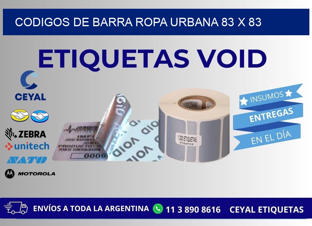CODIGOS DE BARRA ROPA URBANA 83 x 83